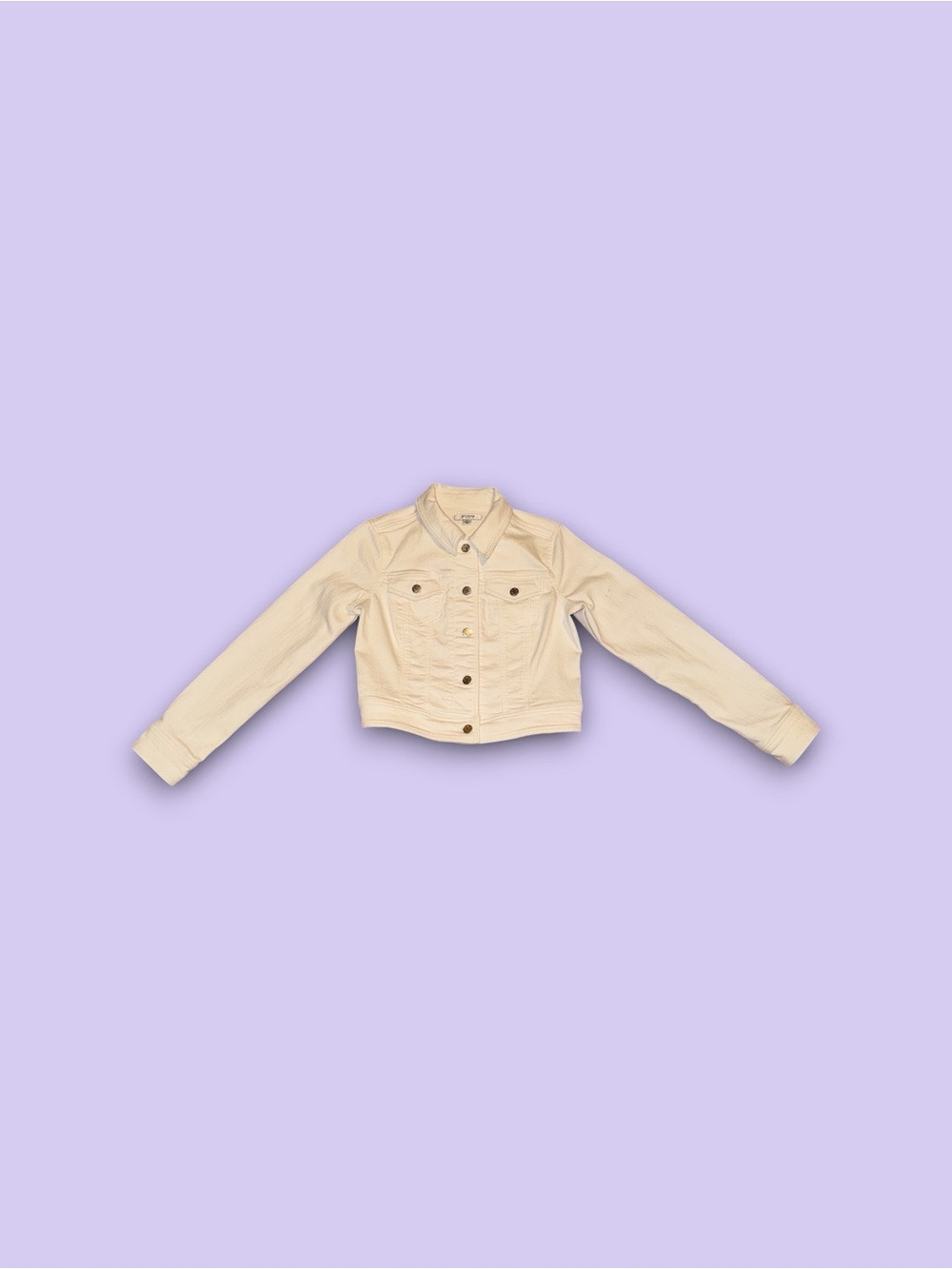 Liz Claiborne Denim Jacket Button Front Pockets Collared white cream Women’s 2